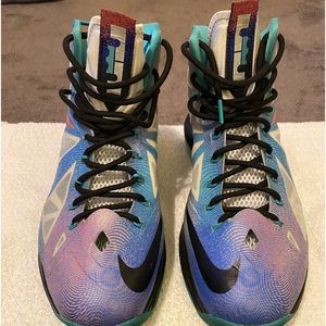 Nike LeBron 10 ‘Pure Platinum/Black-Sport Turquoise Size 12 Preowned.